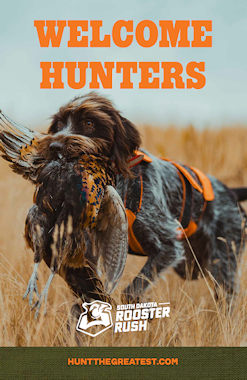 Rooster Rush 2025 poster with dog