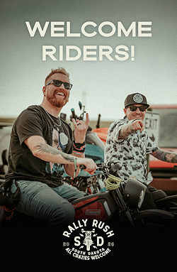 South Dakota Rally Rush 2026 poster with two men on motorcycles