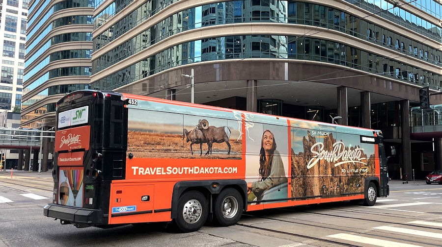 Travel South Dakota 2023 wrapped MSP bus