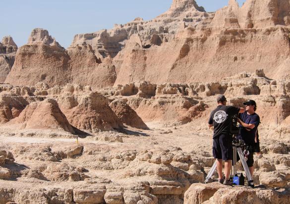 Film crew in Badlands National Park